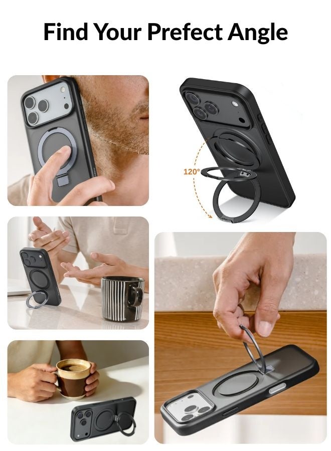 ZAFRA iPhone 17 Pro Max Case with Built-in Metal Magstand & MagSafe Charging - Anti-Fingerprint Matte & Soft-Touch Finish，Shockproof - Image 3