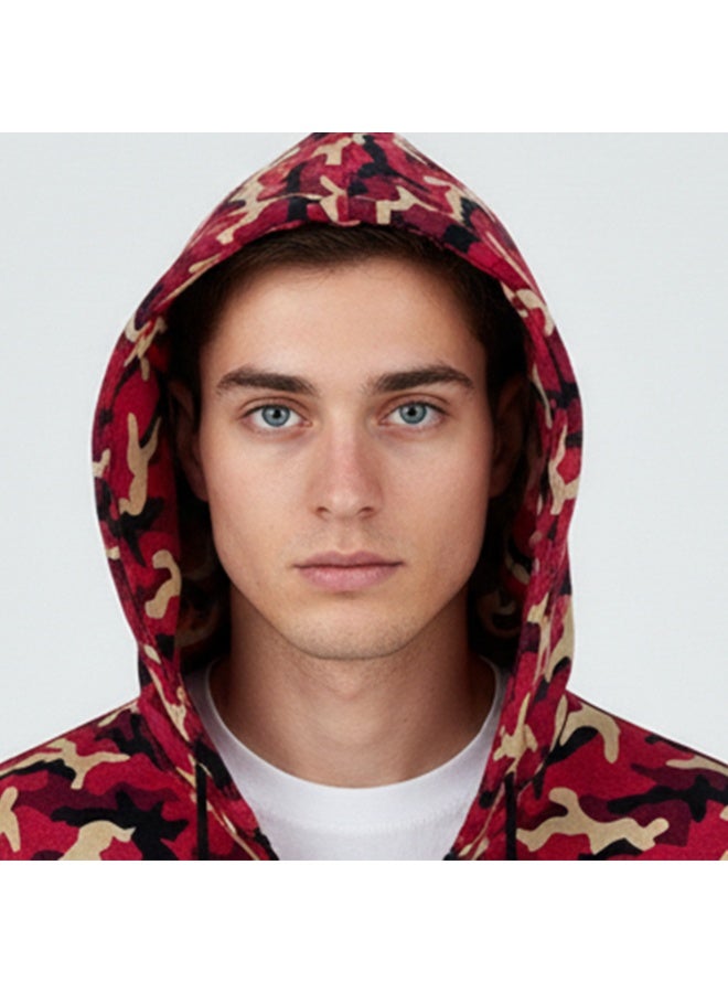 سيزار هودي  رجالي مصمم بننقش جيشي ومزود بطباعة علي الضهر والصدر - Image 4