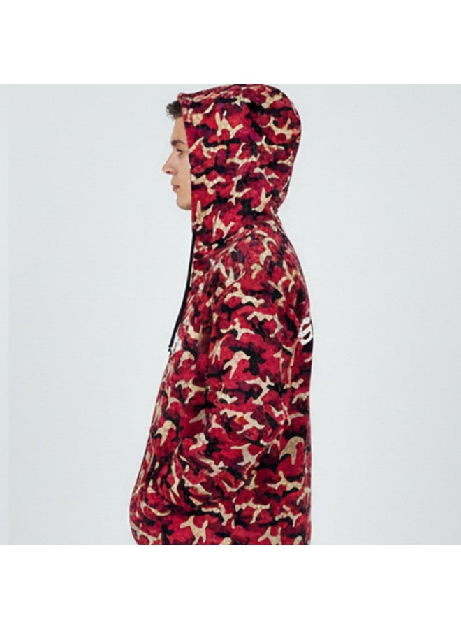 سيزار هودي  رجالي مصمم بننقش جيشي ومزود بطباعة علي الضهر والصدر - Image 3