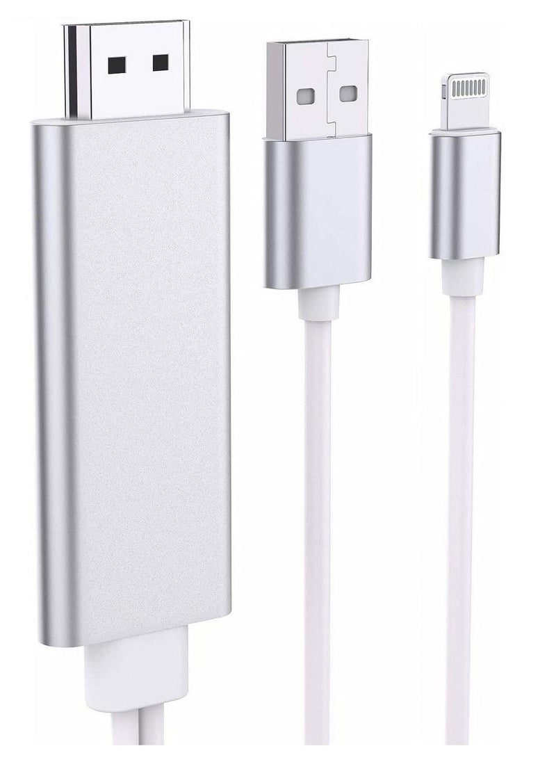 Generic - Apple Lightning to HDMI Cable for iPhone to TV, Compatible for iPhone iPad to HDMI Cable Cord, 5.8FT 1080P Digital AV Adapter HDTV Cable for iPhone/iPad to TV Projector Monitor - Image 1
