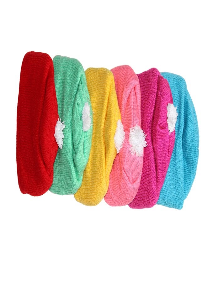 CHACKO Baby Boy's & Baby Girl's Soft Woolen Monkey Cap_Pack of 06(Multicolour,0-6 Months) - Image 2