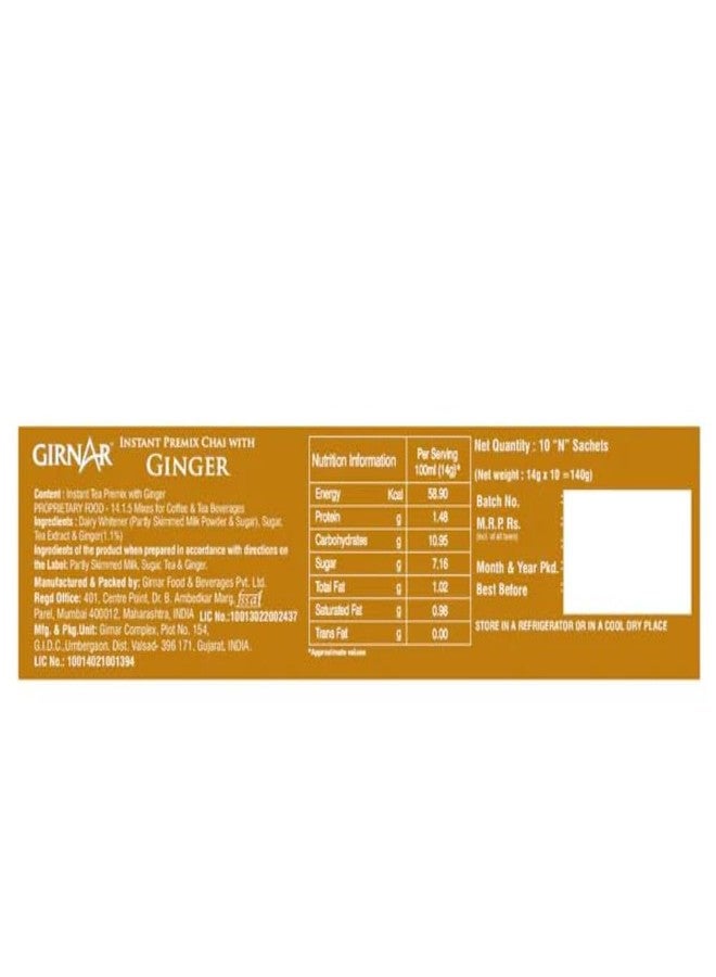 Girnar Instant Chai (Tea) Premix With Ginger 10 Sachet Pack - Image 5