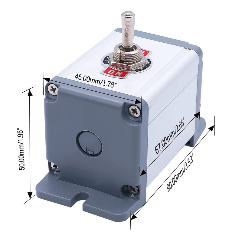 Twidec /Heavy Duty Rocker Momentary Toggle Switch 16A 250V SPDT 3 Position 3 Pin (ON)-Off-(ON) Switch Black Waterproof Cap with Metal Shell TEN-123-BOX-MZH - Image 3