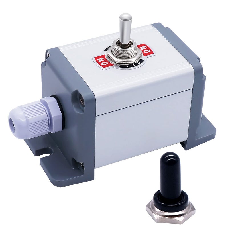 Twidec /Heavy Duty Rocker Momentary Toggle Switch 16A 250V SPDT 3 Position 3 Pin (ON)-Off-(ON) Switch Black Waterproof Cap with Metal Shell TEN-123-BOX-MZH - Image 1