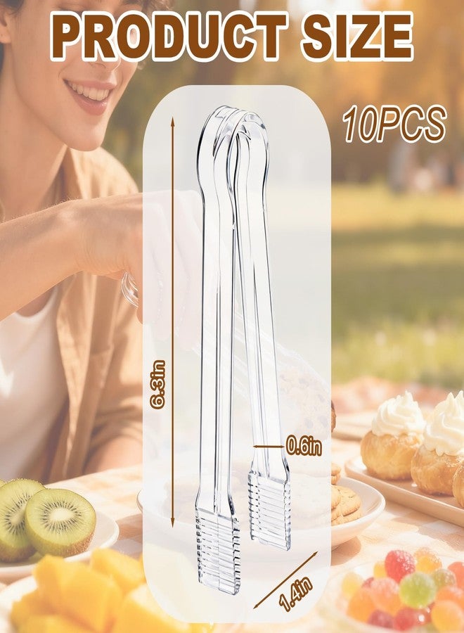 Perusiaw 10 Pcs Plastic Tongs, Practical Clear Tong, Disposable Mini Plastic Tongs for Serving Food, Buffet, Party, Appetizer, Bakery, Salad, Catering, Ice etc. (6.3 Inch) - Image 2
