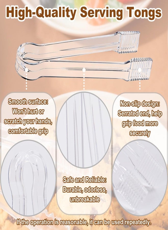 Perusiaw 10 Pcs Plastic Tongs, Practical Clear Tong, Disposable Mini Plastic Tongs for Serving Food, Buffet, Party, Appetizer, Bakery, Salad, Catering, Ice etc. (6.3 Inch) - Image 3