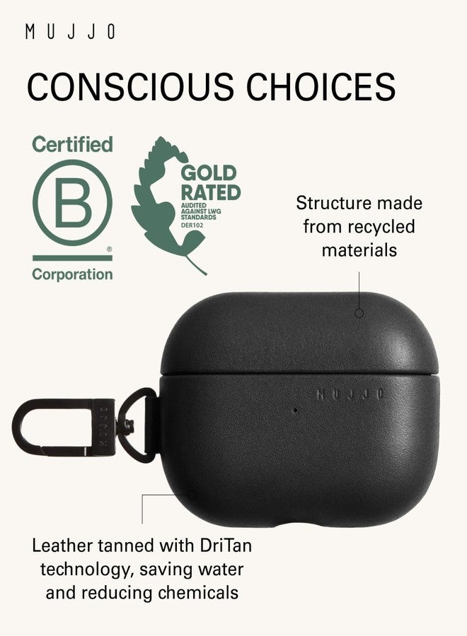 Mujjo حافظة مووجو إيشيلون الجلدية لآيربودز برو (الجيل الثالث) - متوافقة مع الشحن اللاسلكي - تصميم متين وفاخر - ملائمة آمنة - جلد فاخر - أسود - Image 3