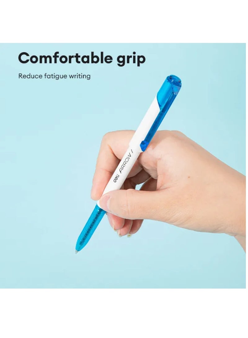Deli 12-Piece Arrow Ballpoint Pen 0.7mm Tip Blue Ink - Image 4
