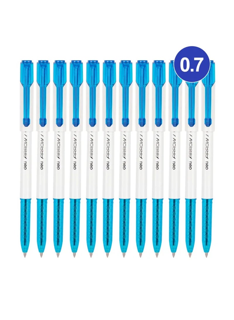 Deli 12-Piece Arrow Ballpoint Pen 0.7mm Tip Blue Ink - Image 5
