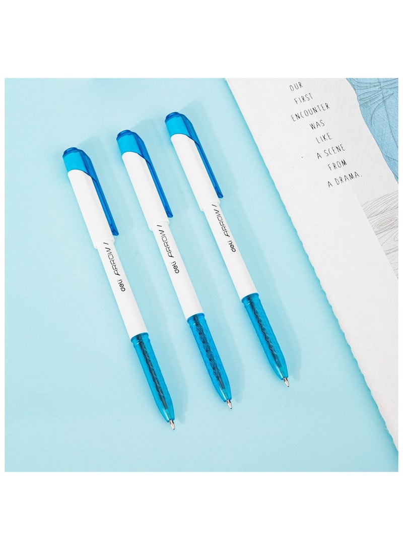 Deli 12-Piece Arrow Ballpoint Pen 0.7mm Tip Blue Ink - Image 2