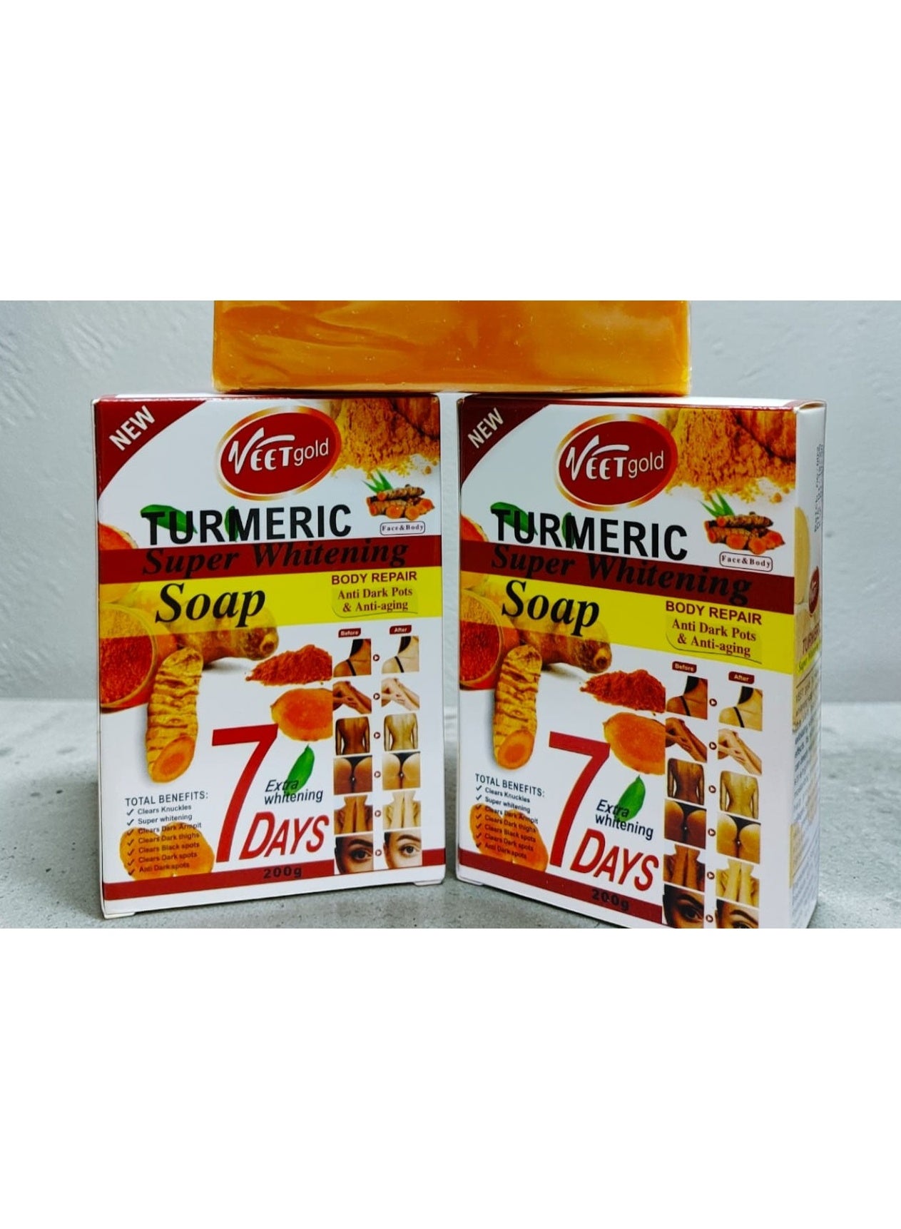 Veet Gold Turmeric Super Whitening Soap COMBO PACK – Brightening & Hydrating Face & Body Bar 200g