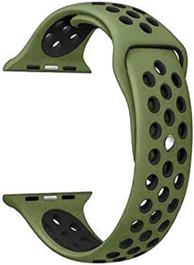 For apple watch band Sport breathable Silicone Replacement Dotted Sport Strap For Series 1/2/3/4/5 Size 38/40 MM - Green/black