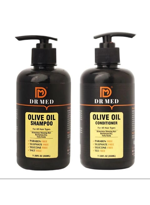 DR MED Olive Oil Shampoo+ Conditioner Duo Pack - Stimulates Thinning Hair Revitalizes Dry & Itchy Scalp 350ML (pack of 2)