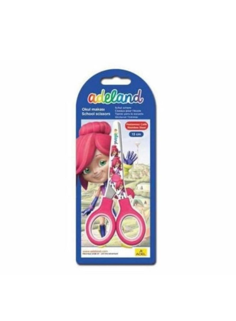 Adeland 13cm Children's School Scissors with Colorful Graphic Design, Safe for Crafts and Office Work - Image 1