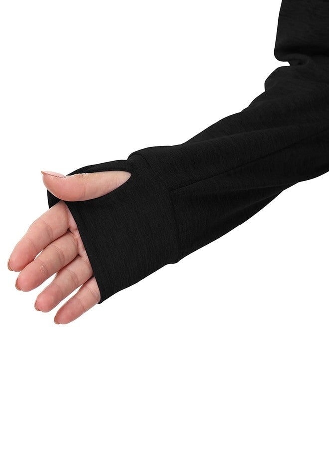 TBMPOY Womens UPF 50+ Sun Protection Hoodie Jackets Light Weight Long Sleeve Shirts Hiking Outdoor Full Zip Tops Black M - Image 4