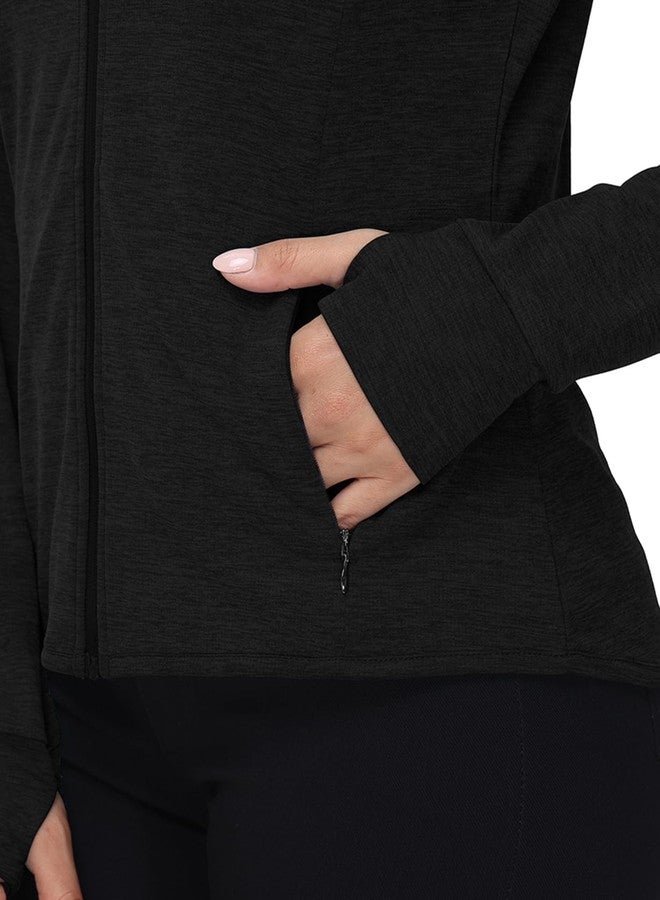 TBMPOY Womens UPF 50+ Sun Protection Hoodie Jackets Light Weight Long Sleeve Shirts Hiking Outdoor Full Zip Tops Black M - Image 5