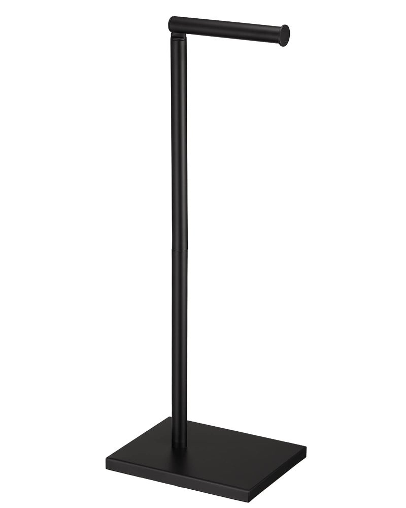 DECLUTTR Free Standing Bathroom Toilet Paper Holder Stand with Reserve, Stainless Steel Pedestal Tissue Roll Holder, Black DECLUTTR - Image 1