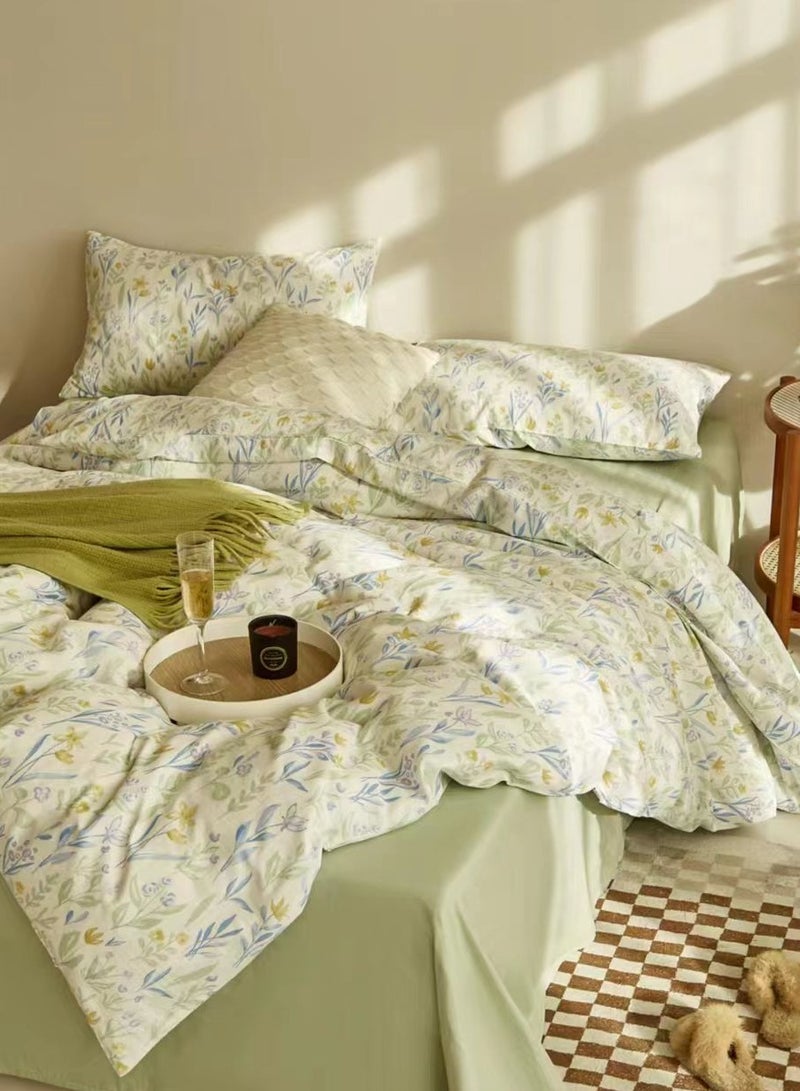 Double Layer Yarn Cotton Flower Fairy Green 200 * 230cm Bed Set of Four Pieces  - Image 1
