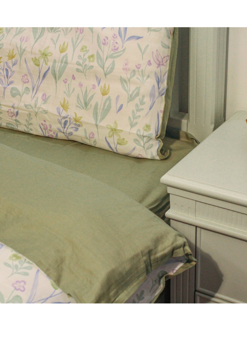 Double Layer Yarn Cotton Flower Fairy Green 200 * 230cm Bed Set of Four Pieces  - Image 2