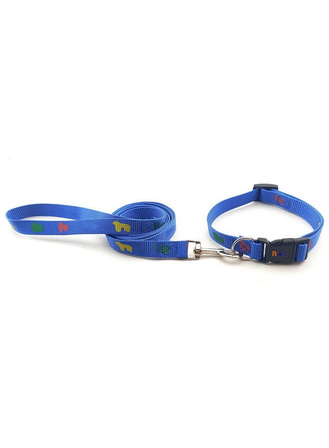 Dog Imported Nylon Printed Collar And Leash Set | Adjustable And Durable Collar With Leash For Medium All Breed Dogs - 19 Mm (Blue) - Image 4