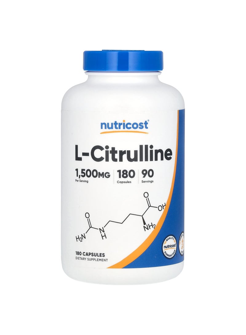L- Citrulline, 180 Capsules (750 mg per Capsule)