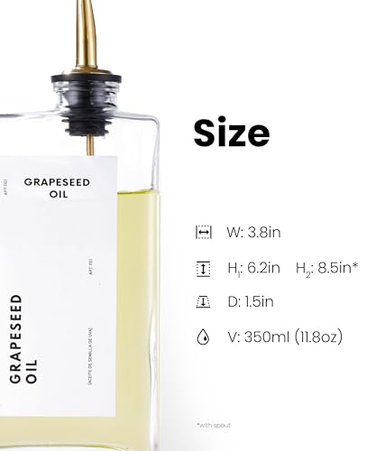 APT 1101 Olive Oil Dispenser for Kitchen, Cooking Oil and Vinegar Dispenser Set, Olive Oil Bottle, Soy sauce dispenser, coffee syrup bottles with stainless steel pourers - 4 pcs, Gold - Image 2