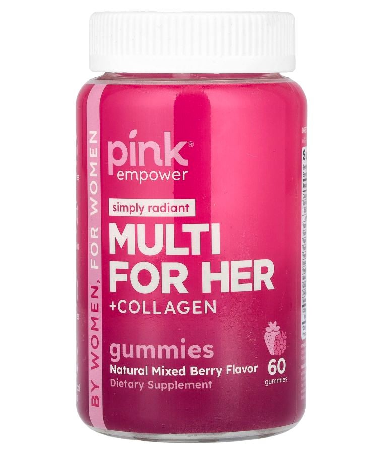 PINK Multi For Her + Collagen Gummies Natural Mixed Berry 60 Gummies