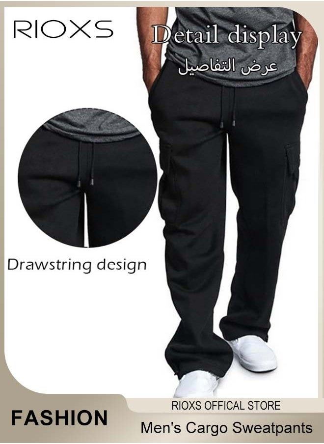 RIOXS Comfortable Joggers for Men, Casual Work Trousers, Cargo Jogging Tracksuit Bottoms, Drawstring Sweatpants with Multiple Pockets, Loose Cargo Sweatpants, Suitable for Outdoor Activities and Daily Leisure  - Image 2