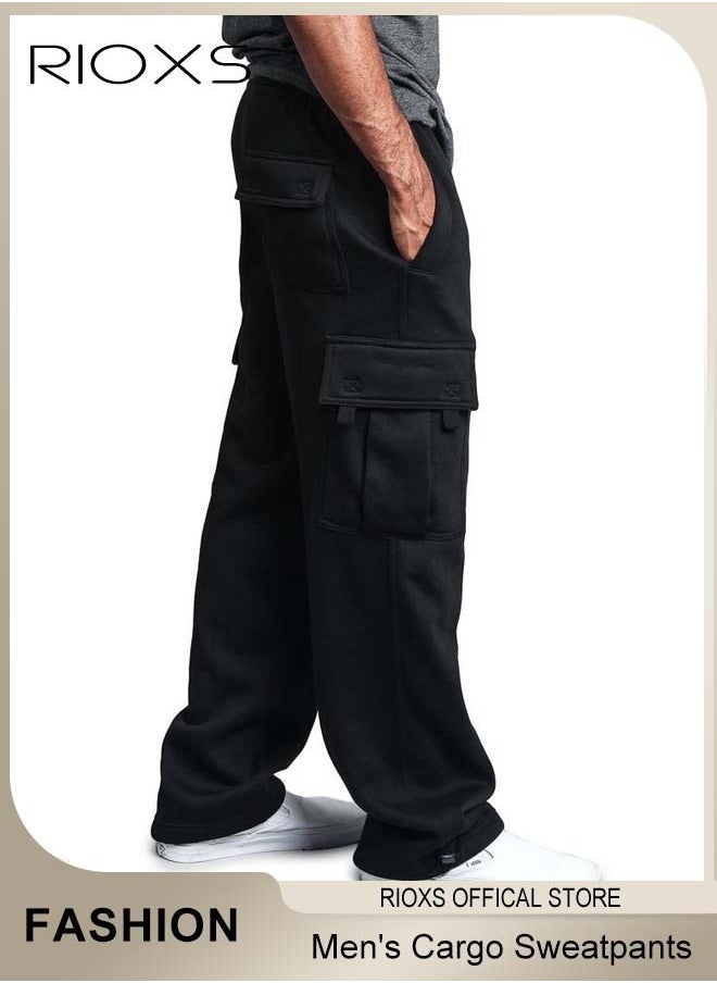 RIOXS Comfortable Joggers for Men, Casual Work Trousers, Cargo Jogging Tracksuit Bottoms, Drawstring Sweatpants with Multiple Pockets, Loose Cargo Sweatpants, Suitable for Outdoor Activities and Daily Leisure  - Image 3