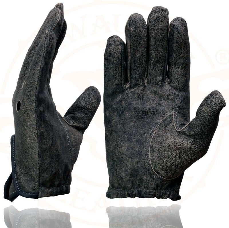 Milwaukee Leather قفازات ميلووكي ليدر MG7507 للرجال بلون رمادي من الجلد المثقب كاملة الأصابع لركوب الدراجات النارية مع تهوية "مفصل مفتوح" - Image 5
