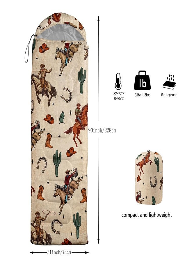 XYNHML Western Cowboy Horse Camping Sleeping Bag Warm & Cool Weather Waterproof Backpacking Wild Animal Sleeping Bag All Seasons Camping, for Adult Kid Boy Girl Teen Camping Gear Equipment, Traveling - Image 3