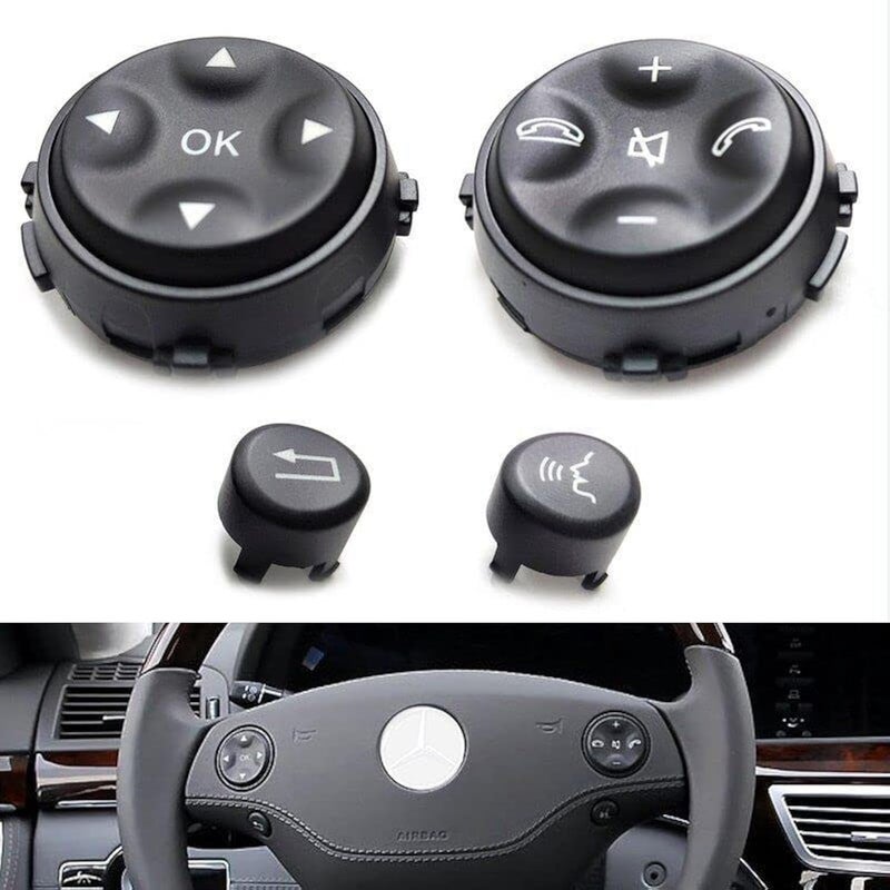 Partscollect Black Interior Steering Wheel Button Replacement Kit Compatible for MercedesBenz W221 S CLASS S550 S450 S600 S65 S350 S400 S500 CL550 CL630 20072010