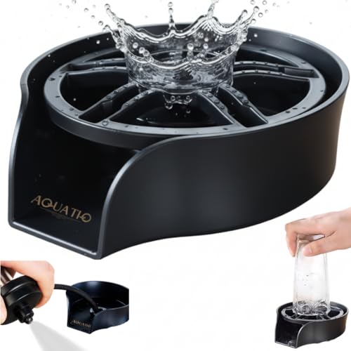 AquatiQ 2in1 Glass Rinser Sink Sprayer Attachment High Pressure Cup Washer for Kitchen Sink Matte Black Bottle Cleaner Stainless Steel Cup Cleaner Fits Standard Counter Holes - Image 1