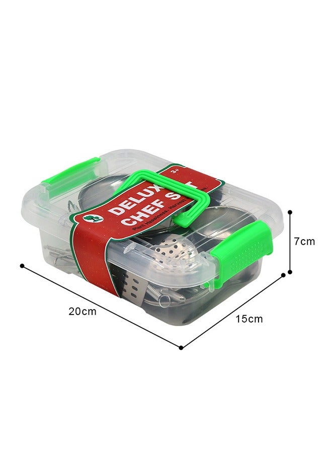 DUNISO 17Pcs Kids kitchen toy set, stainless steel  pot set, tiny size pretend cooking utensils toys, with carrying case, suitable for boys and girls - Image 5