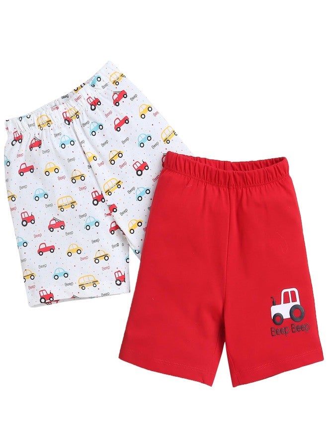 BUMZEE Red & White Boys Shorts Pack of 2 Age - 6-12 Months (Peb9149C-red.wht) - Image 1