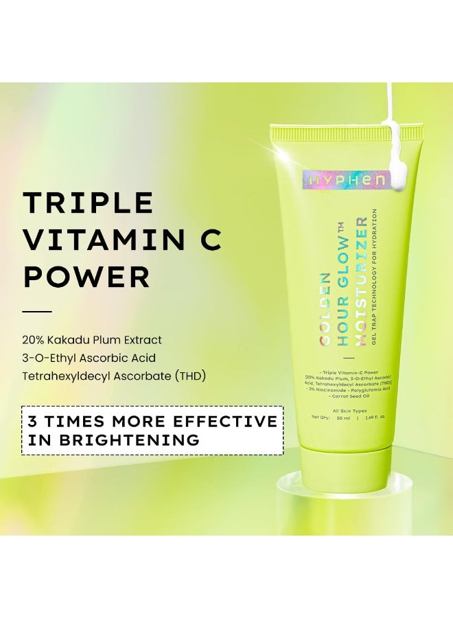 Hyphen Brightening Face Moisturizer with THD- 20% Kakadu Plum, Highly Stable Vitamin C| 3% Niacinamide- Dark Spots & Pigmentation | Lightweight Gel Cream Moisturizer for Dry, Oily, All Skin Type -50ml - Image 2