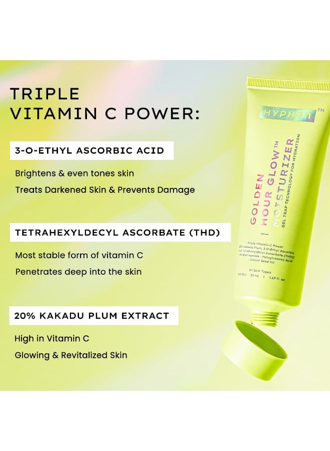 Hyphen Brightening Face Moisturizer with THD- 20% Kakadu Plum, Highly Stable Vitamin C| 3% Niacinamide- Dark Spots & Pigmentation | Lightweight Gel Cream Moisturizer for Dry, Oily, All Skin Type -50ml - Image 3