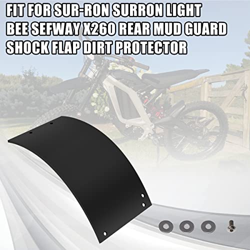 URLWALL Rear Fender, Rear Shock Absorption Mud Guard Mud Flap, Back Shock-Absorbing Dust Cover, Dirt Plastic Protector Cover for Sur-Ron Surron Light Bee X Segway X260, 11.2 × 5.3'', Black - Image 2