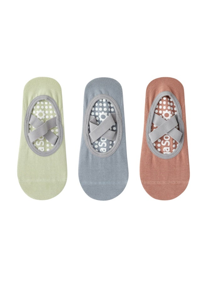 جوارب رياضية غير قابلة للانزلاق جوارب يوغا داخلية خاصة سيليكون غير قابل للانزلاق تنفس بلون صلب جوارب قارب نسائية جوارب بيلاتيس (برتقالي أزرق أخضر) - Image 1