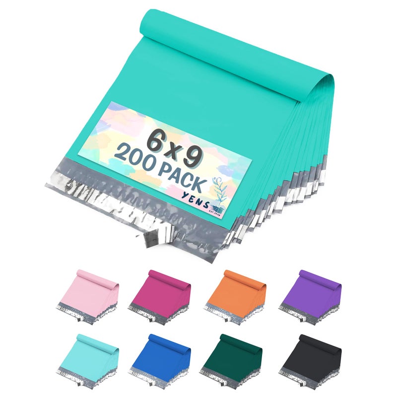 Yens Poly Mailers 6X9 200 Pack Teal,Strong Self Seal Adhesive Shipping Envelopes Waterproof for Shipping, Mailing, Packaging M1 - Image 1