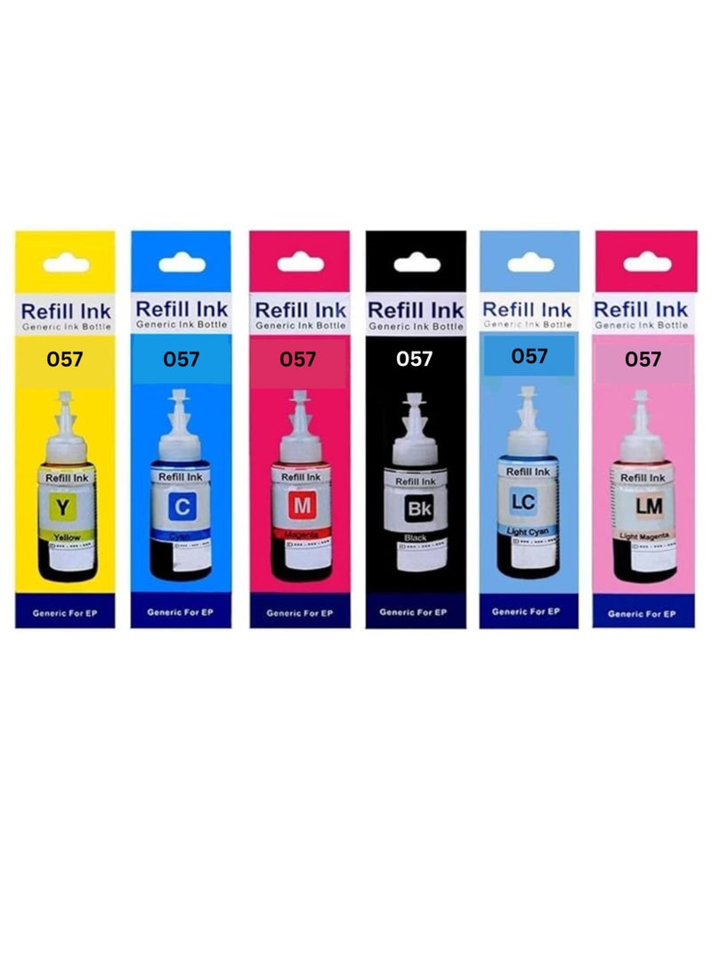 Terabyte 057 Ink Bottle 6-Color Pack Set for EPSON L8050 L18050 Printer - Image 1