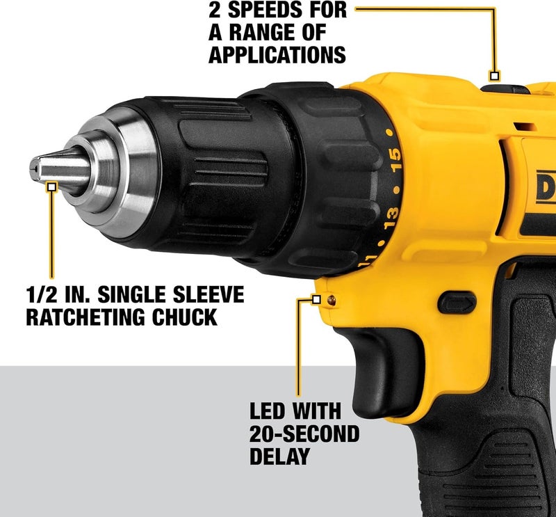 DEWALT Compact Drill Driver With 1.5Ah Battery, Yellow/Black, Dcd771S2 - Image 4