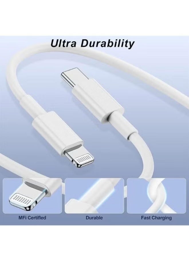 شاحن سريع USB-C بقوة 20 واط مع كابل USB-C إلى Lightning متوافق مع أجهزة iPhone 14 و13 و12 و11 Pro Max وXR وXS وX، | ويدجتس ماتريكس - Image 5