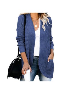 Generic Autumn And Winter New Cardigan Women's European And American Curved Placket Large Pocket Sweater Cardigan 