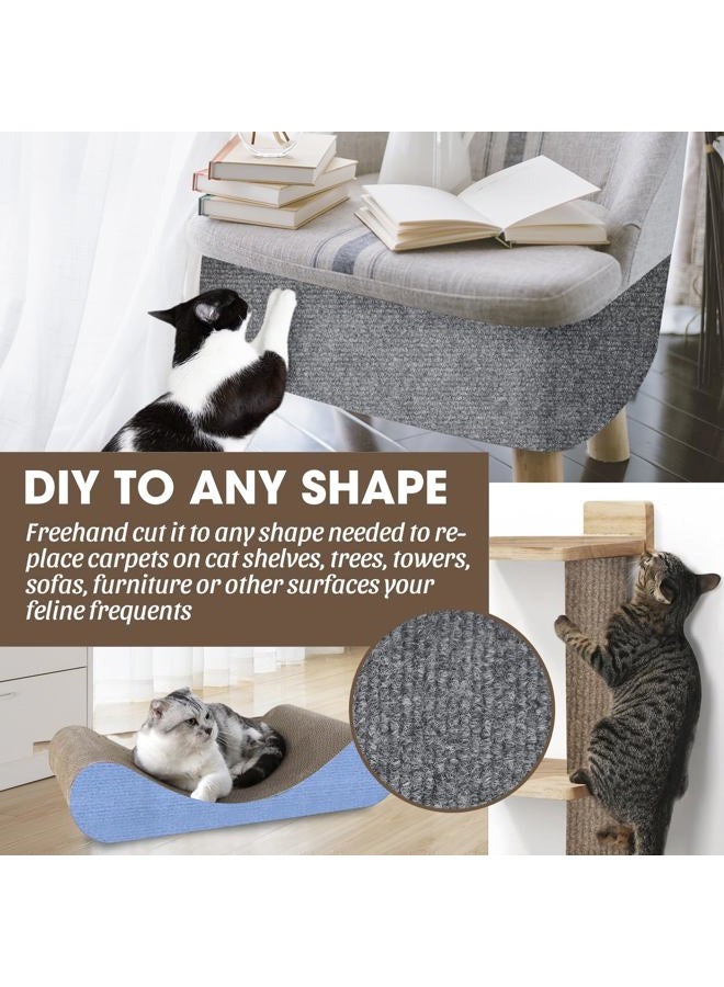 TANOFALO Cat Scratching Mat, 100"x16" Self-Adhesive Carpet Mat Trimmable Replacement for Cat Tree, Cat Wall Shelves, Cat Scratching Post, DIY Couch Furniture Protector (Dark Blue) - Image 3