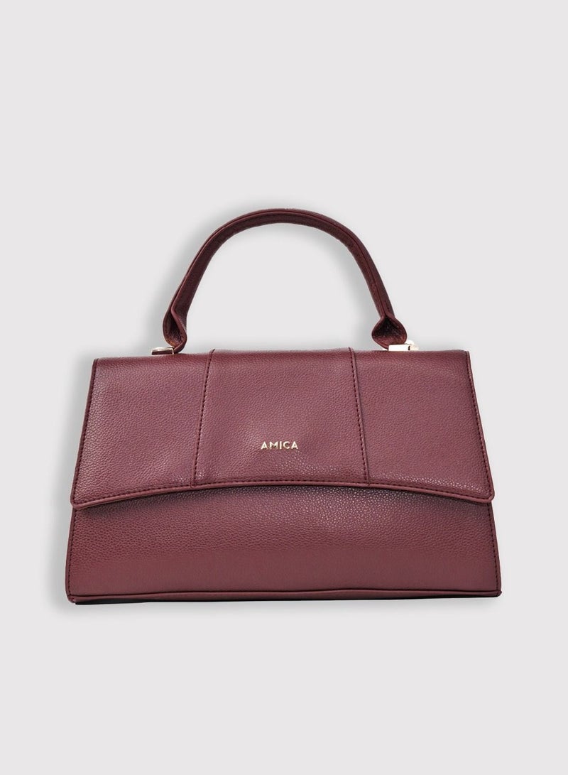 AMICA Solana Hourglass Top Handle Mini Bag for Women -Plum Red - Image 1