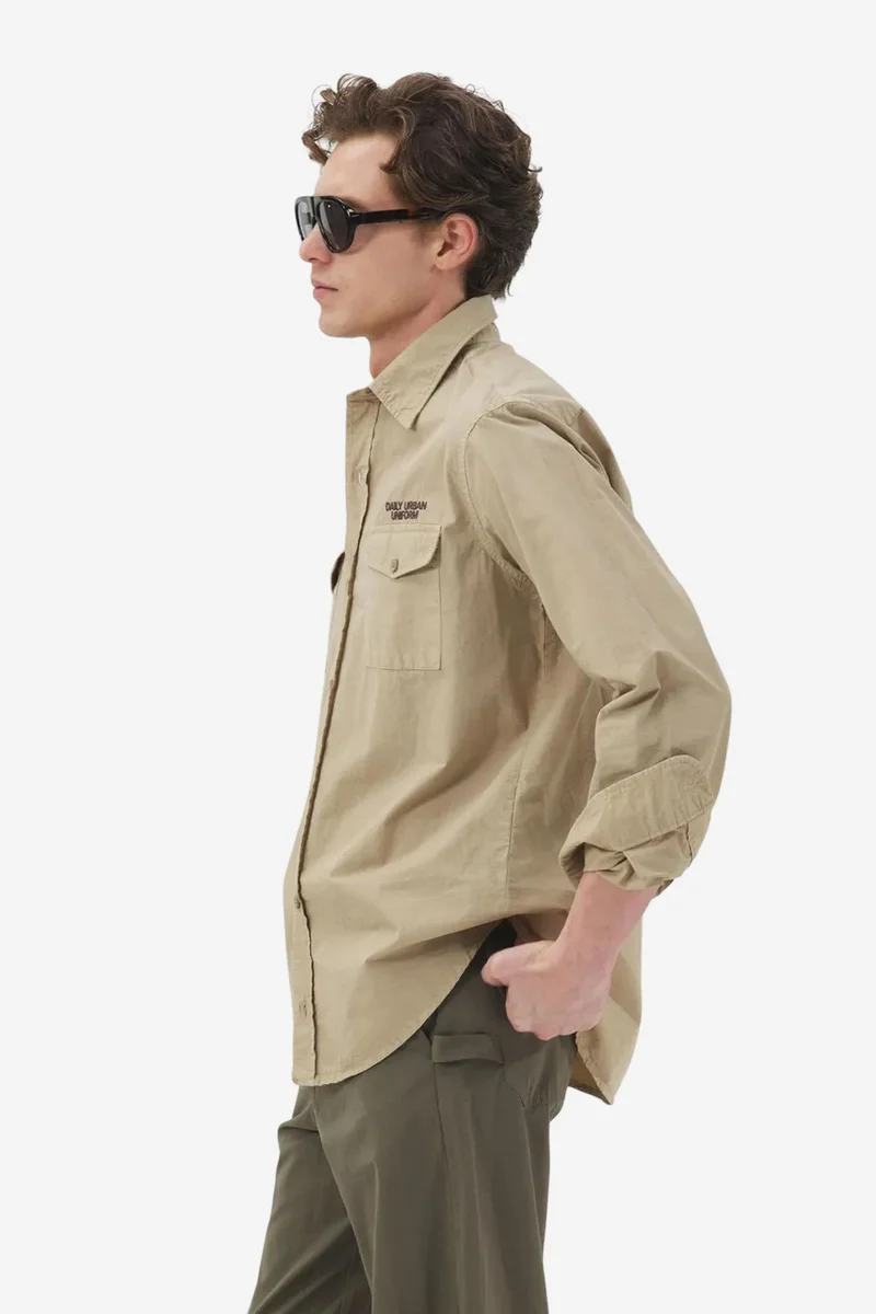 GIESTO Men's Cotton Poplin Long Sleeve Shirt