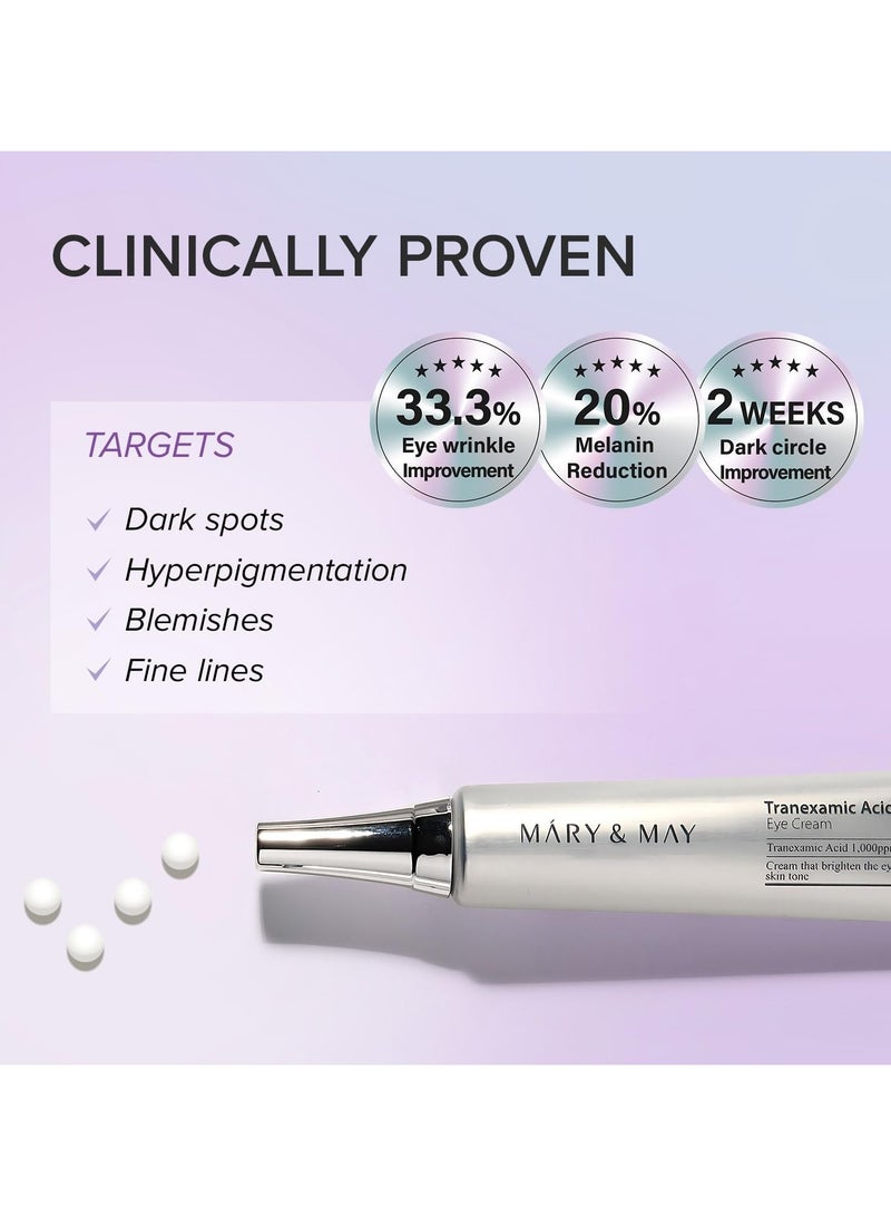 MARY & MAY Tranexamic Acid + Glutathione Eye Cream 30g | Night Use Brightening Eye Cream for Dark Circles | Hydrating Anti-Aging Under-Eye Treatment for Fine Lines & Pigmentation | Vegan Korean Skincare - Image 4