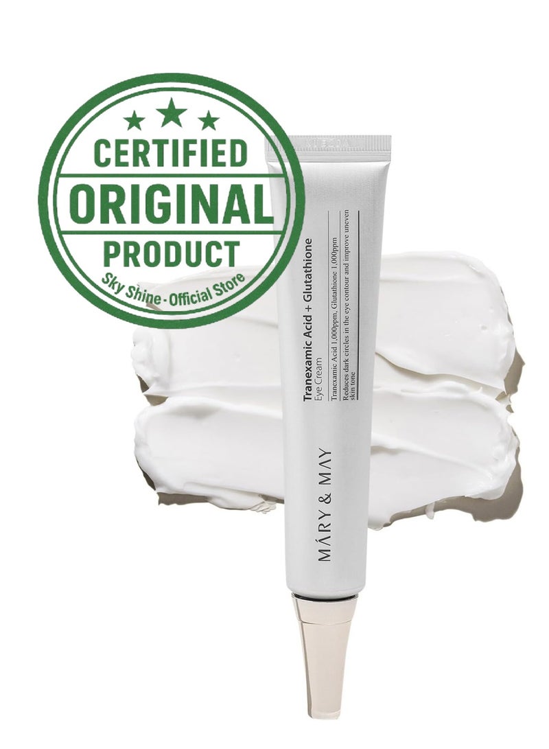 MARY & MAY Tranexamic Acid + Glutathione Eye Cream 30g | Night Use Brightening Eye Cream for Dark Circles | Hydrating Anti-Aging Under-Eye Treatment for Fine Lines & Pigmentation | Vegan Korean Skincare - Image 1