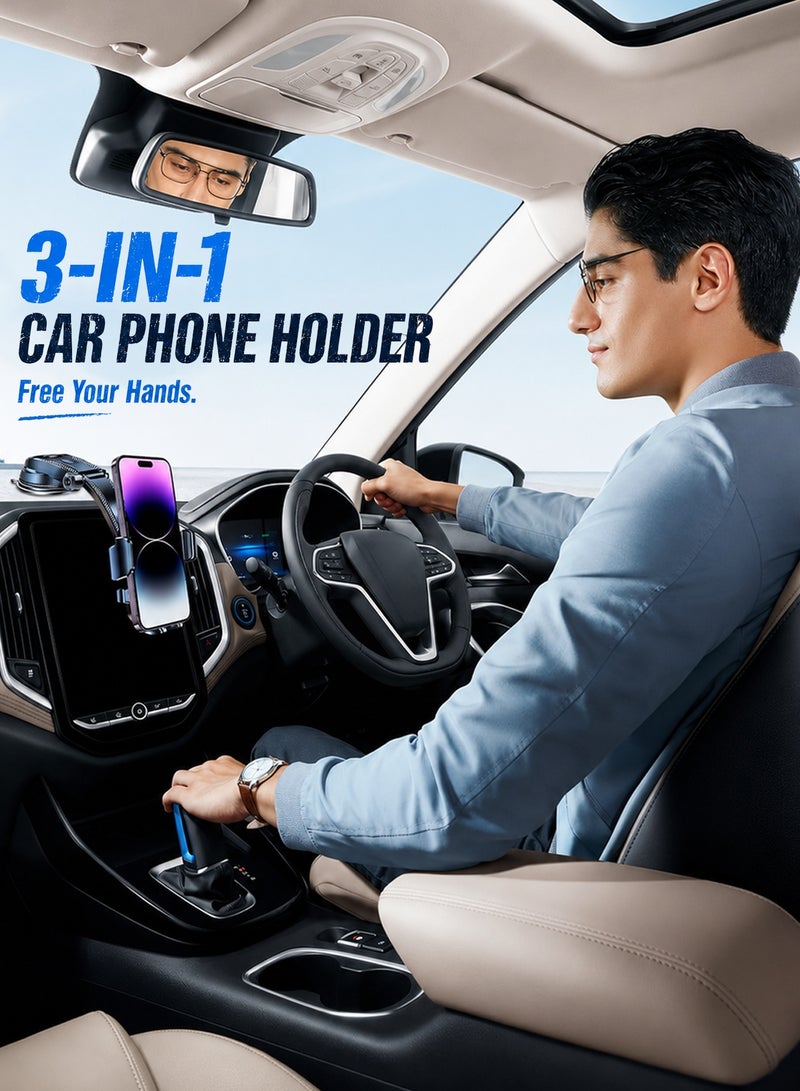 AFQIX Car Phone Holder,Strong Suction Car Mobile Holder,Universal Waterfall-Style Car Phone Mount, 360° Rotation,Compatible with 4.5 to 6.5-inch Smartphones（Black） - Image 2